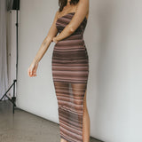 Island Life Strapless Maxi Dress Brown