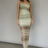 Island Life Strapless Maxi Dress Lime