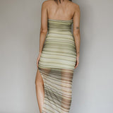 Island Life Strapless Maxi Dress Lime