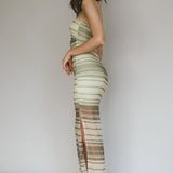 Island Life Strapless Maxi Dress Lime