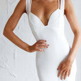 Charice Mesh Bodice Overlay Midi Dress White