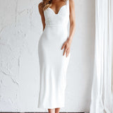 Charice Mesh Bodice Overlay Midi Dress White