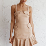 Riverside Ruffle Hem Mini Dress Oat