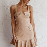 Riverside Ruffle Hem Mini Dress Oat