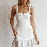 Riverside Ruffle Hem Mini Dress White