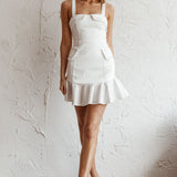 Riverside Ruffle Hem Mini Dress White