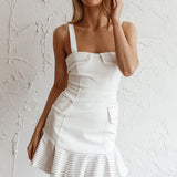 Riverside Ruffle Hem Mini Dress White