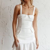 Riverside Ruffle Hem Mini Dress White