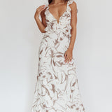 Second Chances Ruffle Trim Maxi Dress Mocha