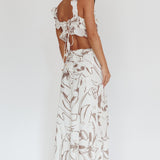 Second Chances Ruffle Trim Maxi Dress Mocha