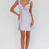 Second Chances Ruffle Trim Mini Dress Lilac