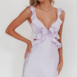 Second Chances Ruffle Trim Mini Dress Lilac