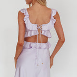 Second Chances Ruffle Trim Mini Dress Lilac