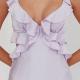 Second Chances Ruffle Trim Mini Dress Lilac