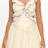 Second Chances Ruffle Trim Mini Dress Textured Cream