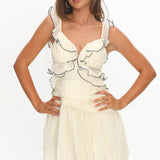 Second Chances Ruffle Trim Mini Dress Textured Cream