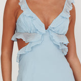 Second Chances Ruffle Trim Maxi Dress Blue