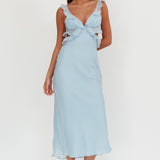 Second Chances Ruffle Trim Maxi Dress Blue