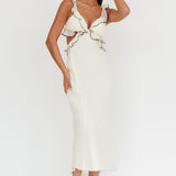 Second Chances Ruffle Trim Maxi Dress Contrast Cream