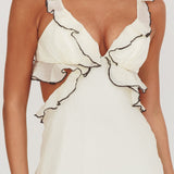 Second Chances Ruffle Trim Maxi Dress Contrast Cream