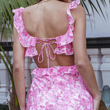 Second Chances Ruffle Trim Maxi Dress Floral Pink