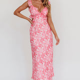 Second Chances Ruffle Trim Maxi Dress Floral Pink
