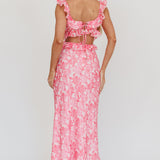 Second Chances Ruffle Trim Maxi Dress Floral Pink
