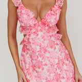 Second Chances Ruffle Trim Maxi Dress Floral Pink