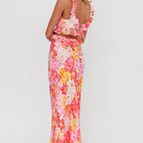 Second Chances Ruffle Trim Maxi Dress Flower Pink