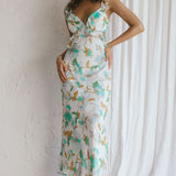 Second Chances Ruffle Trim Midi Dress Floral Mint