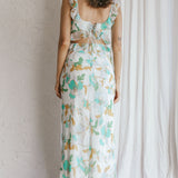 Second Chances Ruffle Trim Midi Dress Floral Mint