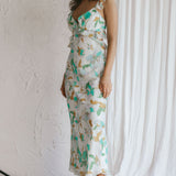 Second Chances Ruffle Trim Midi Dress Floral Mint