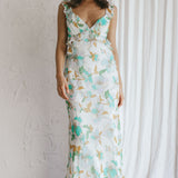 Second Chances Ruffle Trim Midi Dress Floral Mint