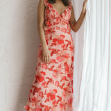 Second Chances Ruffle Trim Midi Dress Floral Pink