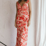 Second Chances Ruffle Trim Midi Dress Floral Pink