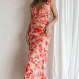 Second Chances Ruffle Trim Midi Dress Floral Pink