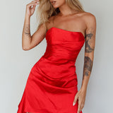 Tamia Strapless Mini Dress Cherry