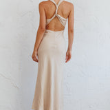 Coastal Charm Twist Back Maxi Dress Oat