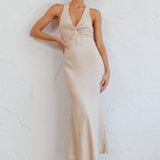Coastal Charm Twist Back Maxi Dress Oat