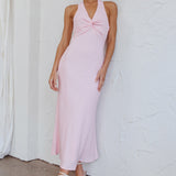 Coastal Charm Twist Back Maxi Dress Pink
