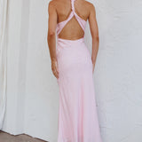 Coastal Charm Twist Back Maxi Dress Pink