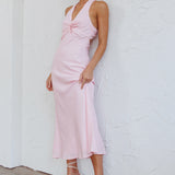 Coastal Charm Twist Back Maxi Dress Pink
