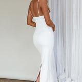 Esperance Diamante Trim Midi Dress White