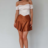 Gwyneth Flounce Mini Skirt Chocolate