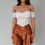 Gwyneth Flounce Mini Skirt Chocolate