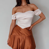 Gwyneth Flounce Mini Skirt Chocolate