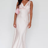 Cassiopeia Open Back String Tie Maxi Dress Powder Pink