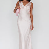 Cassiopeia Open Back String Tie Maxi Dress Powder Pink