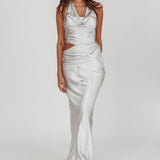 Cassiopeia Cowl Halter Neck Cut Out Maxi Dress Opal