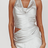 Cassiopeia Cowl Halter Neck Cut Out Maxi Dress Opal